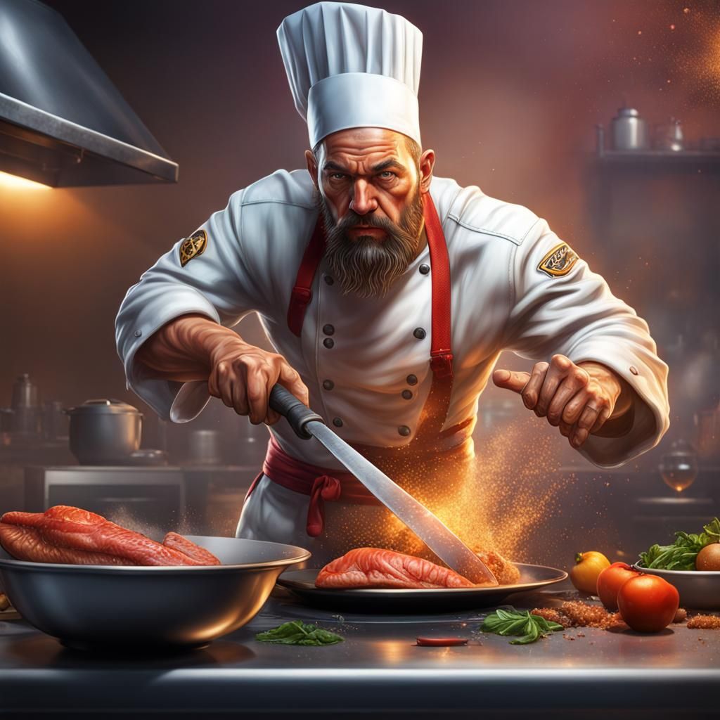 Hyperrealistic Fighter-Chef Concept Art