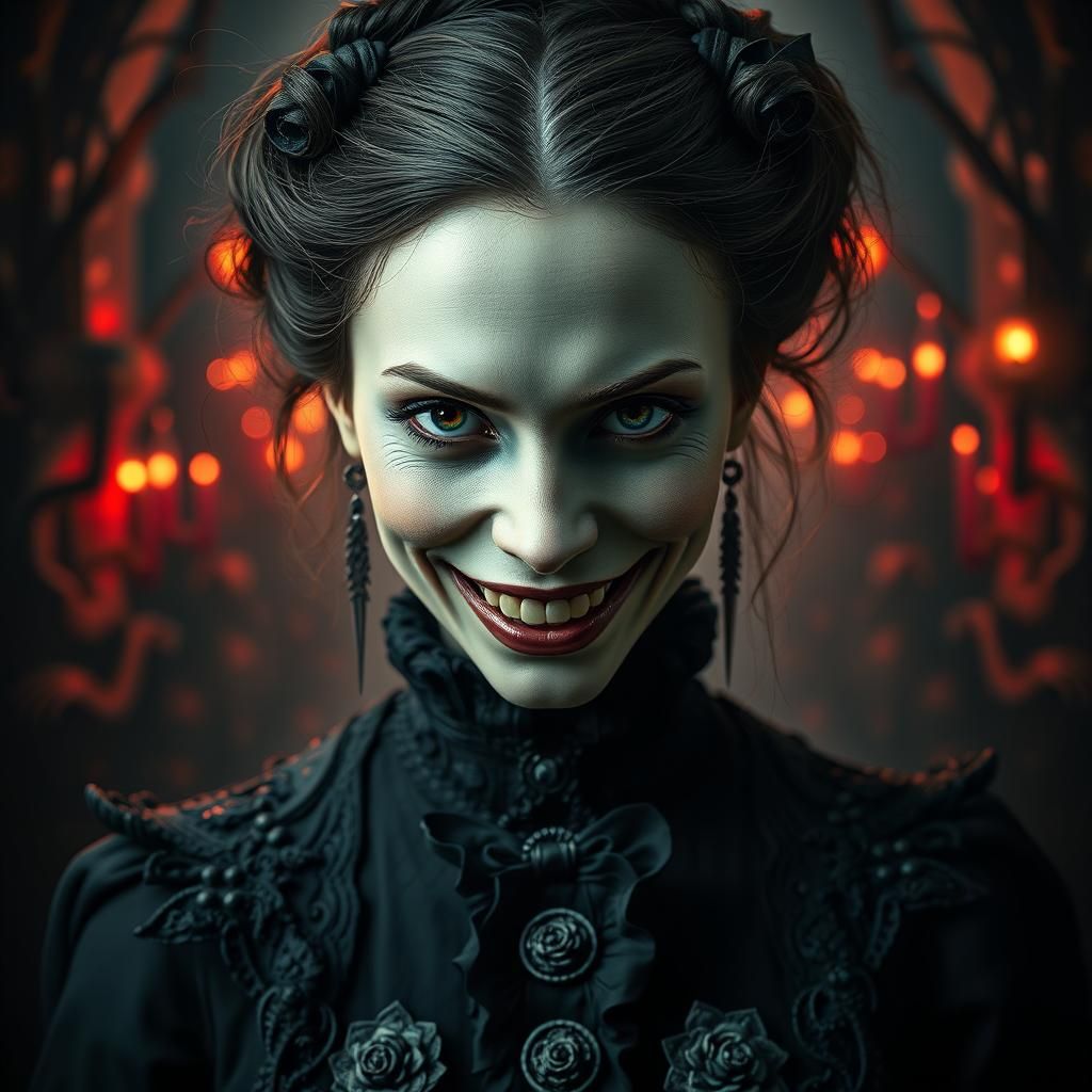 Eerie Victorian Woman in Dark Fantasy Style