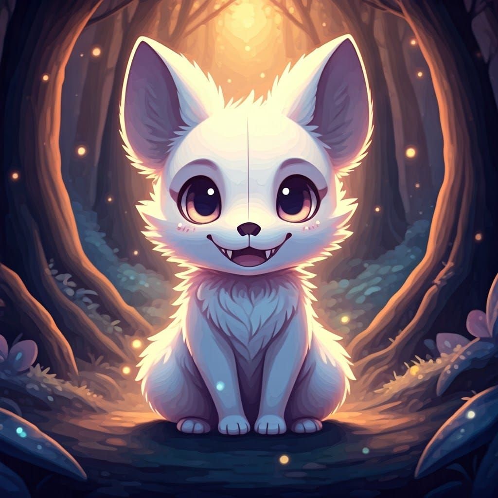 Whimsical Dark Fantasy Creature in Pastel Colors