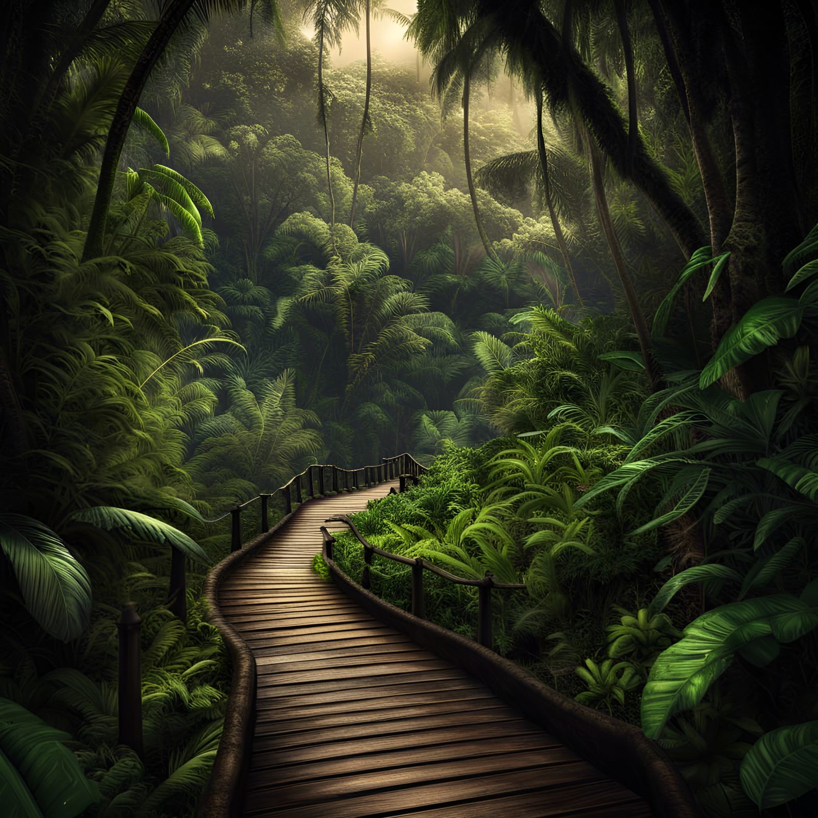 Hyperrealistic Rainforest Pathway to Beach View