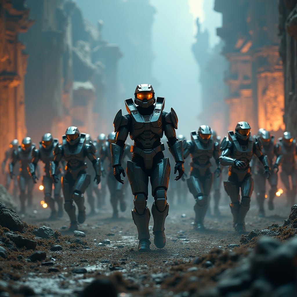 Master Chief vs Halo Elites on Mystical Battlefield