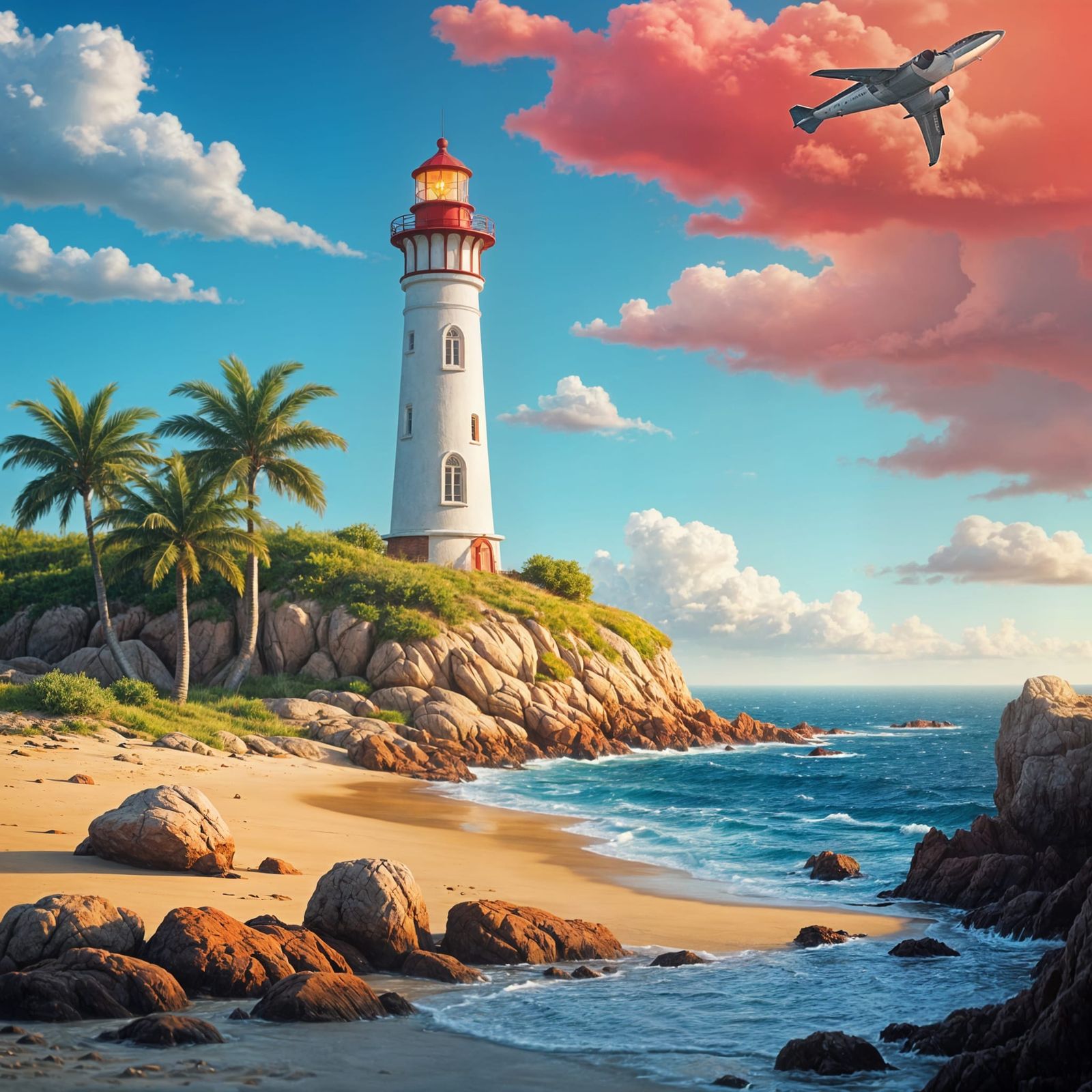 Hyperrealistic Lighthouse by the Ocean