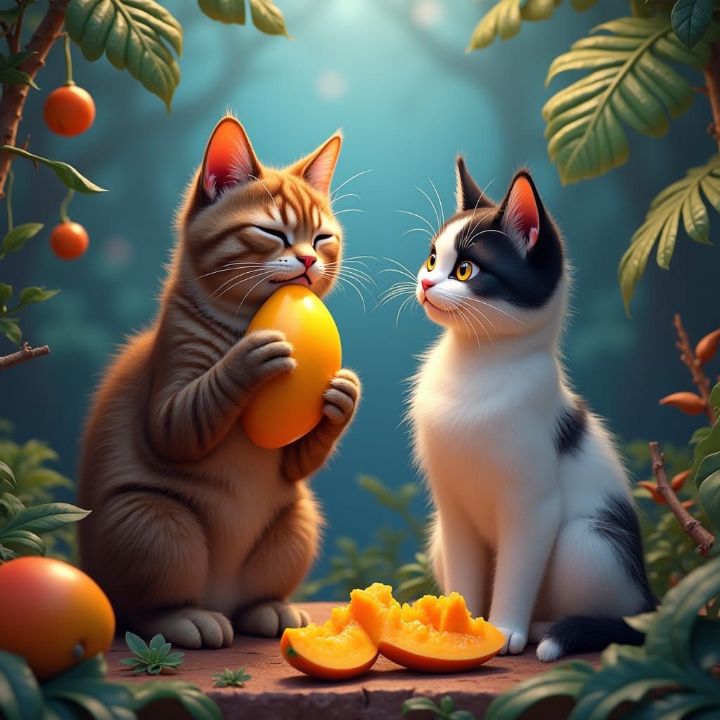 Cats in Dreamlike Setting Inspired by Beksiński