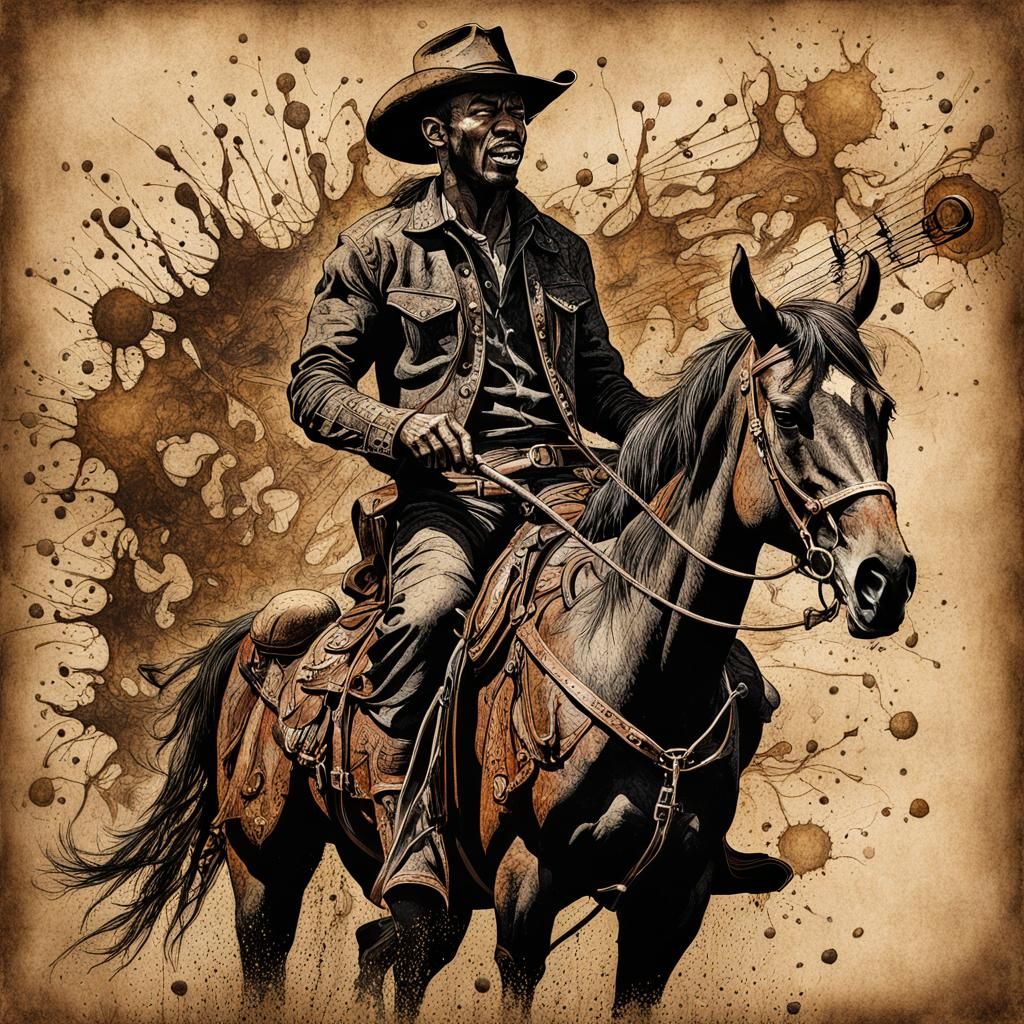 Shaboozey as Singing Cowboy: Vintage Poster Art