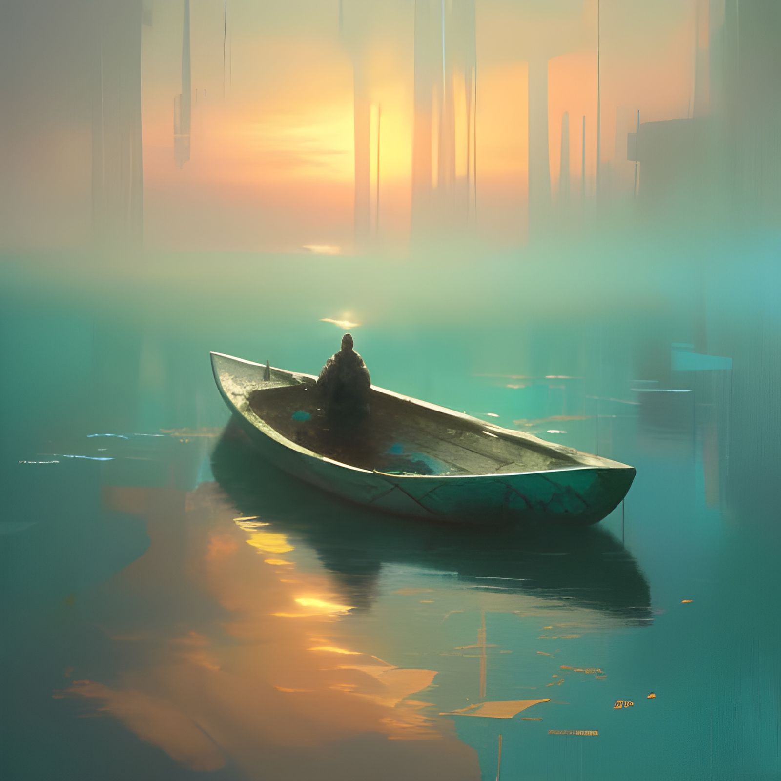 Sailor at Sunset: Colorful Matte Painting