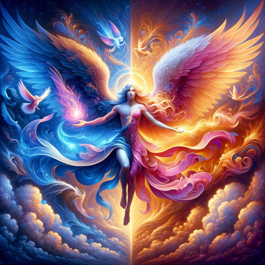 Elegant Angel of Balance in Art Nouveau Style