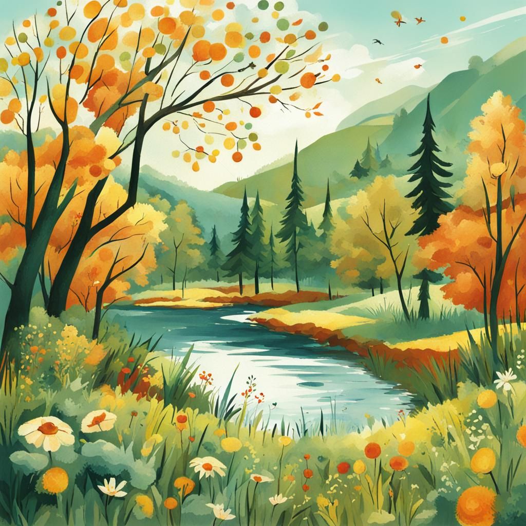 Noon in Nature Illustration