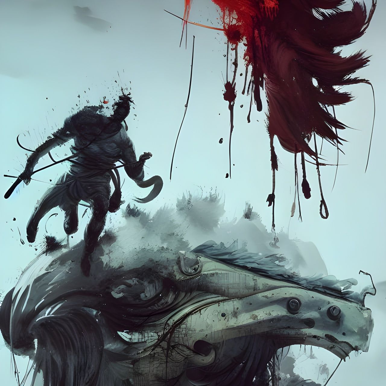 Terrifying Odysseus Portrait in Horror Style