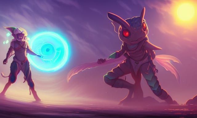 Anime Tortle with Glowing Eyes in Colorful Concept Art