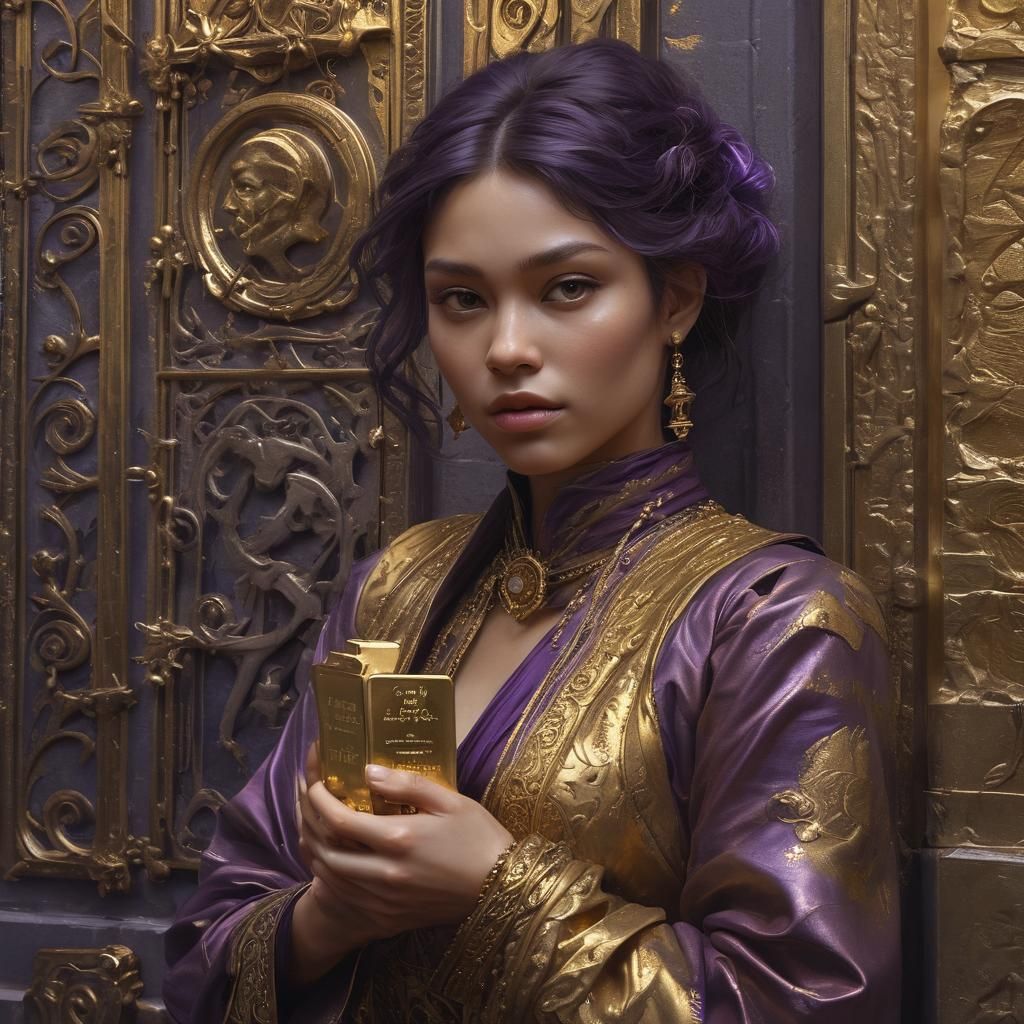 Girl with Gold on Wall Street: Dark Fantasy Art