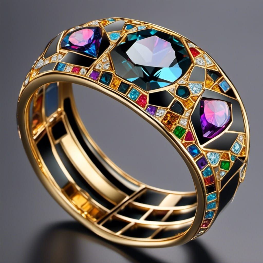 Gold Bracelet with Seven Gems on Velvet