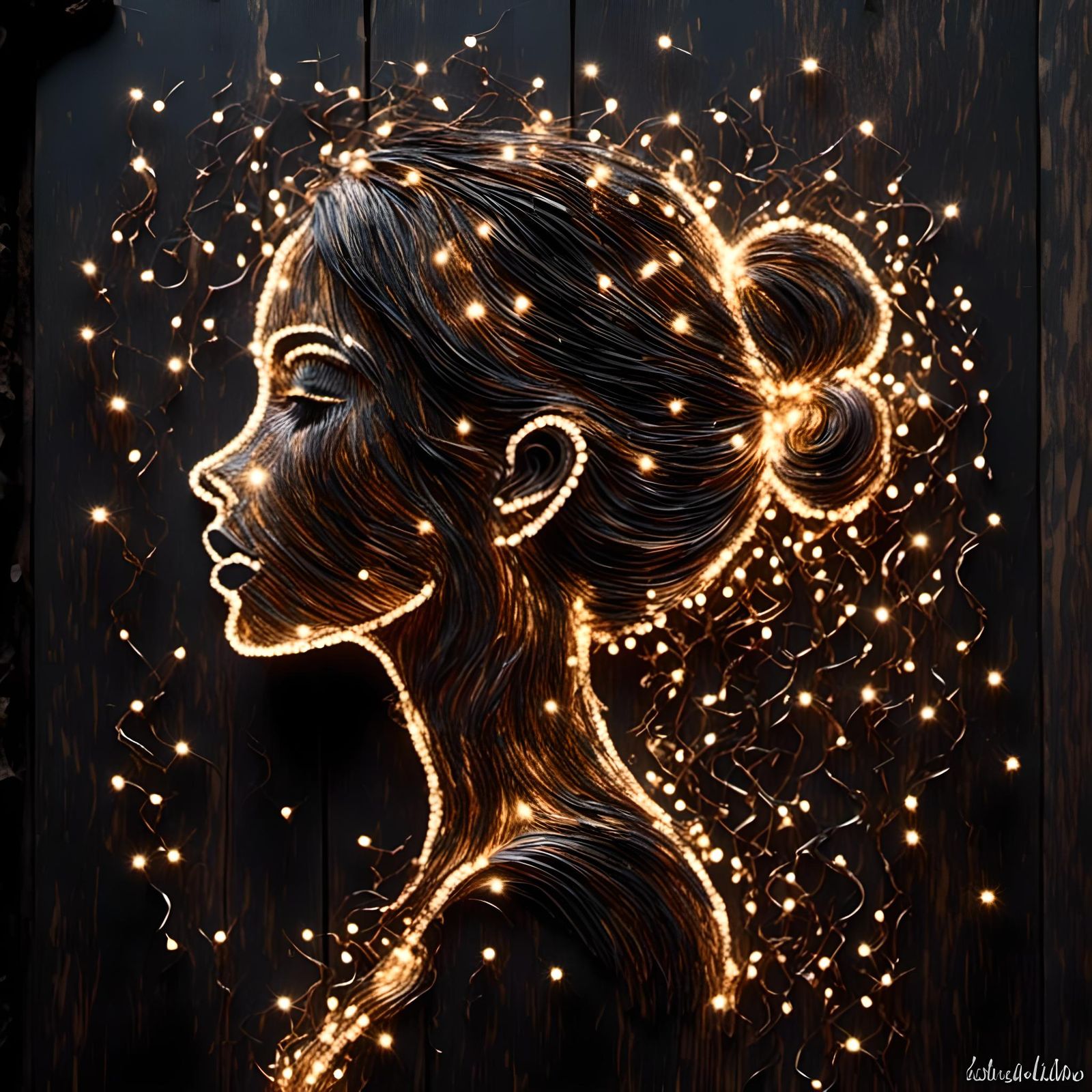 Silhouette of Light: Woman in Sparkling Lights