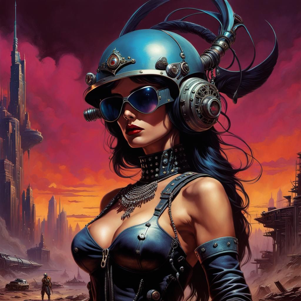 Cyberpunk Beauty Queen in Post-Apocalyptic Grunge Art