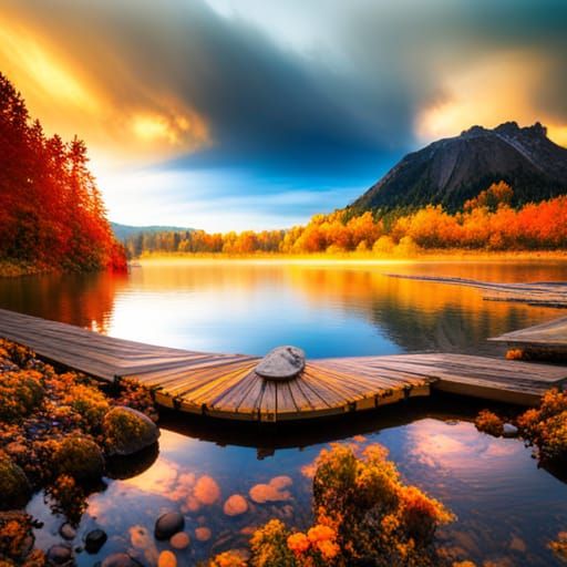 Autumn at a mountain lake