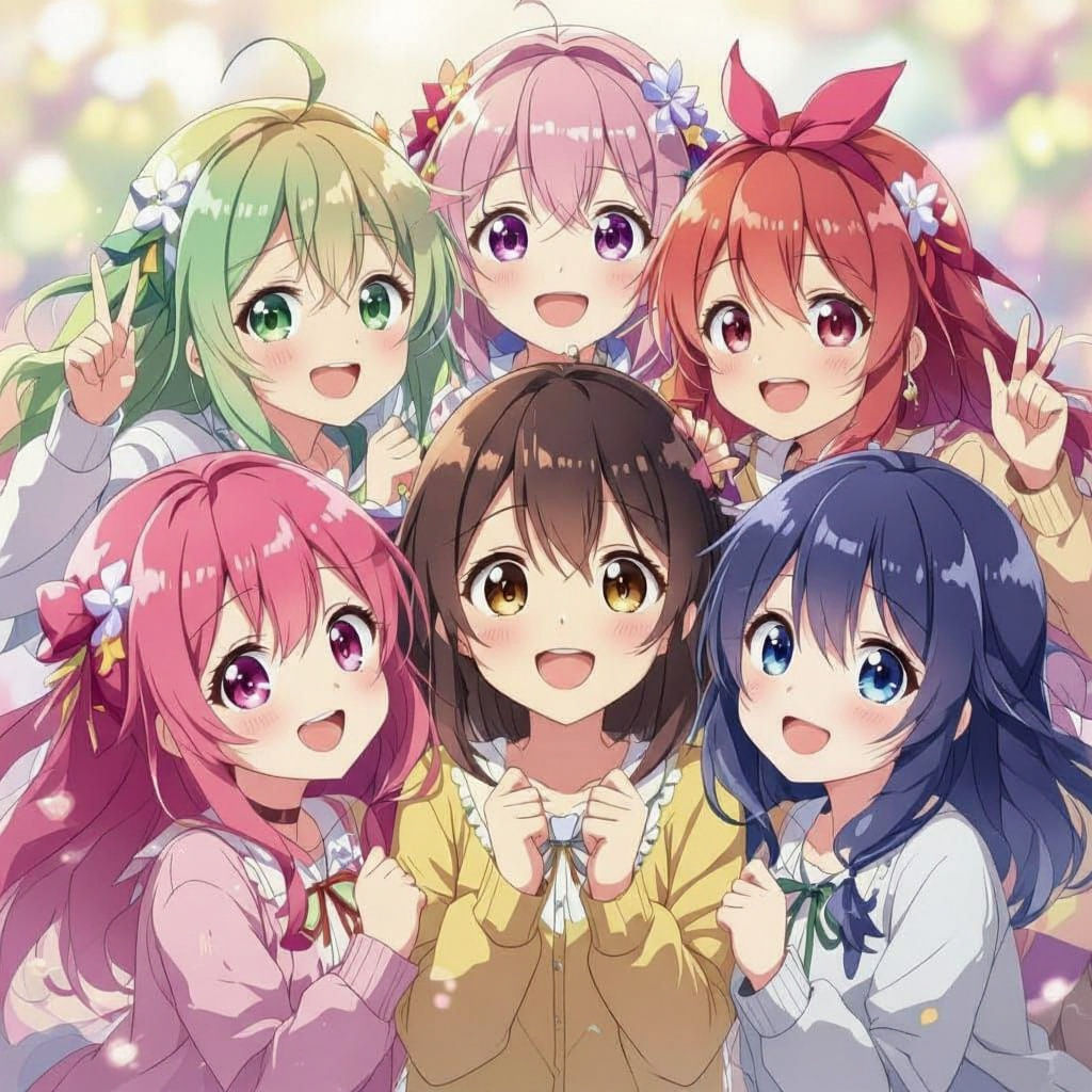 Cute Anime Girls in Studio Ghibli Style