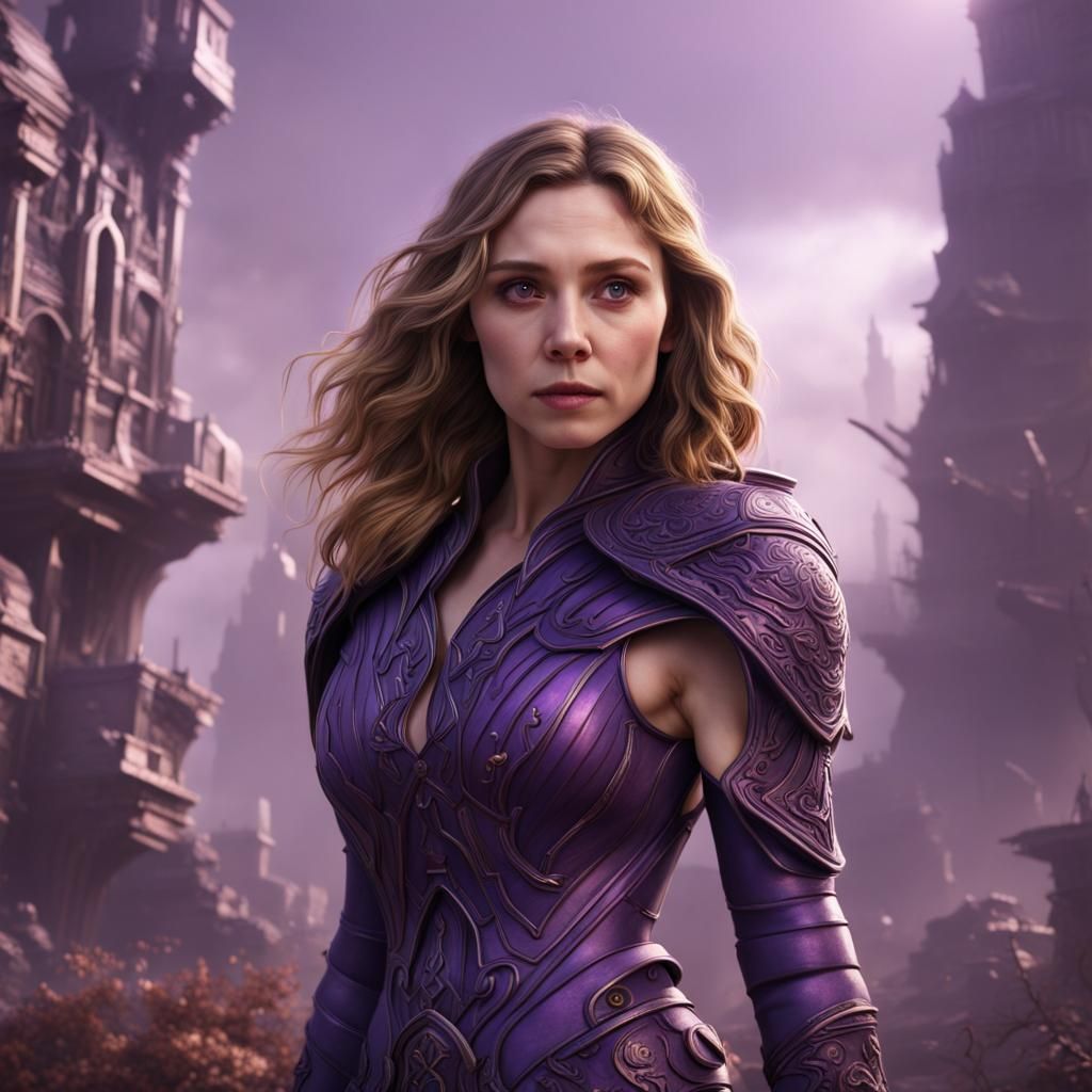 Elizabeth Olsen as Purple Villain: Detailed Fantasy Art
