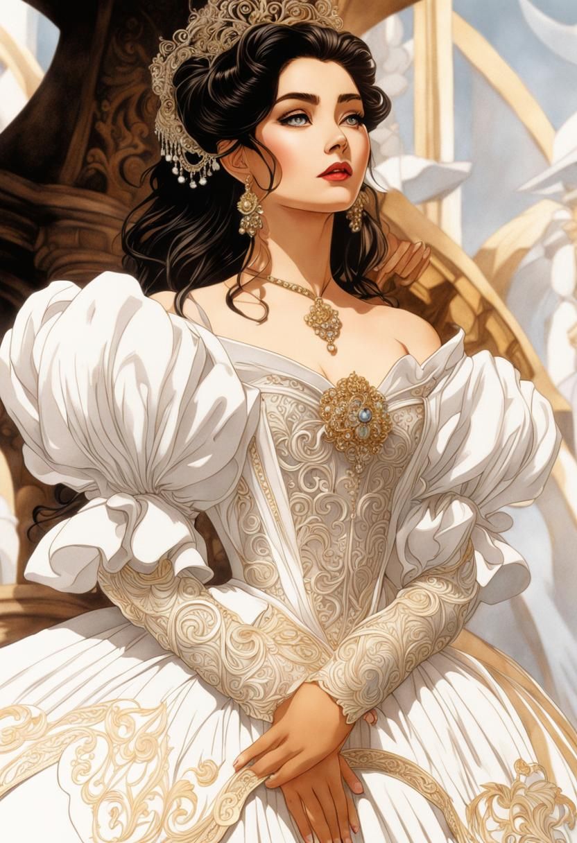 Manga Drawing: Beautiful Woman in Ballgown