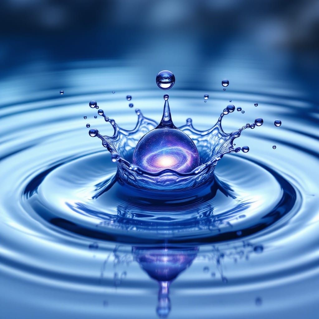 Galactic Water Droplet: A Macro Photography Dreamscape