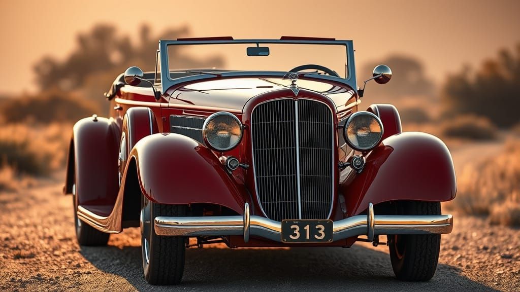 Vintage 1934 Belchfire Runabout in Rich Red Hues and Art Dec...