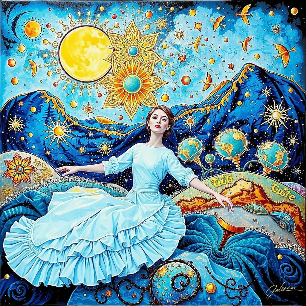 Vivid, Enigmatic Masterpiece in Triadic Colors