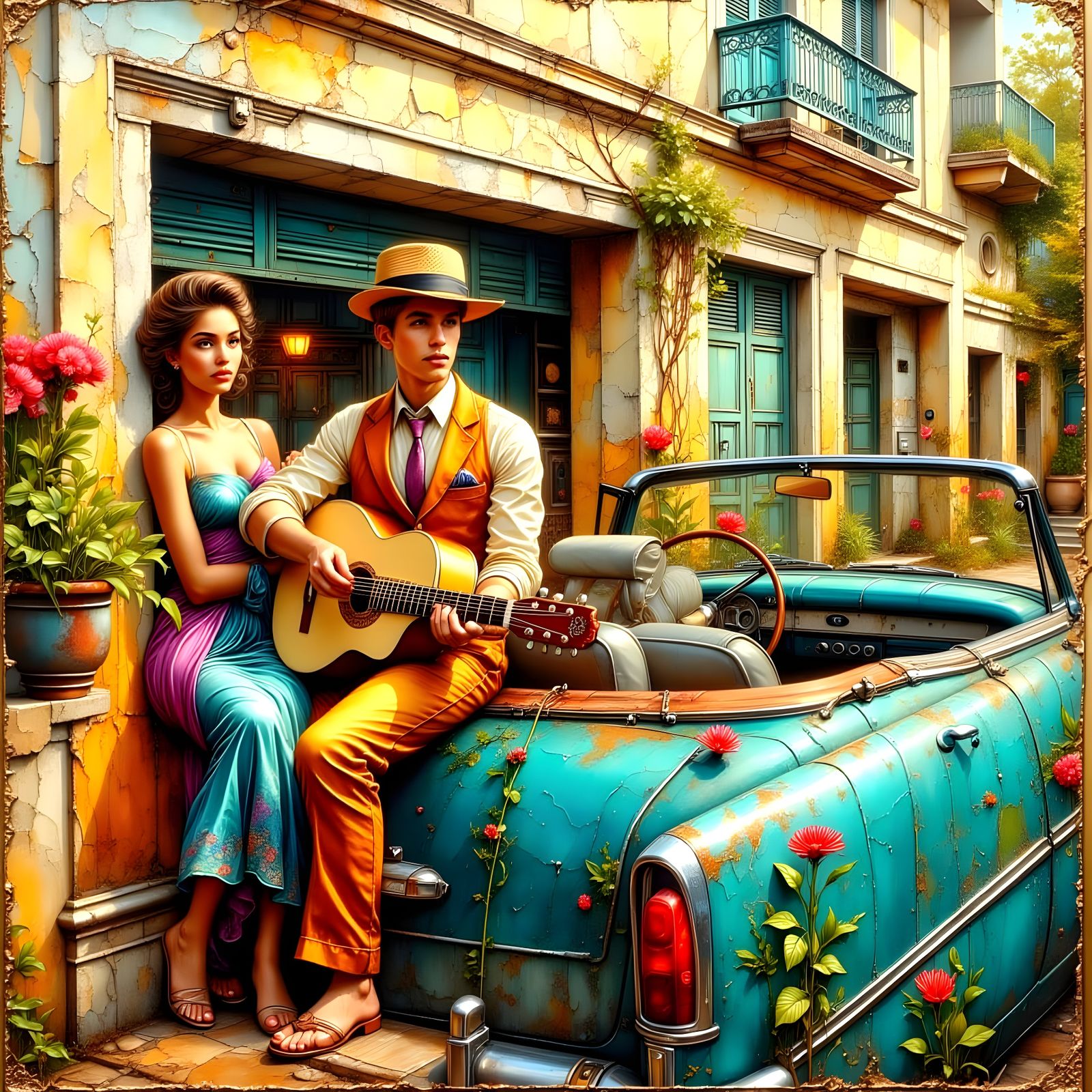 Cuban Jazz Night in Impasto Metallic Style