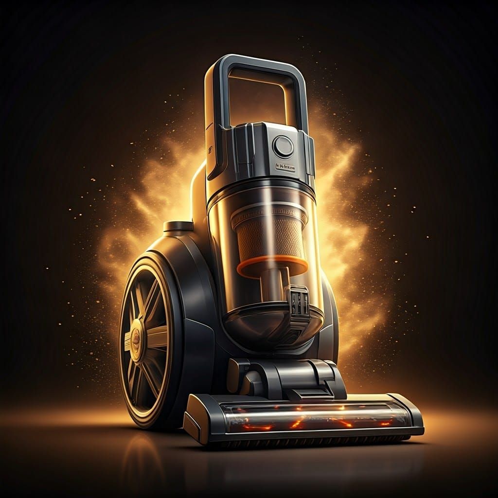Sleek Futuristic Vacuum Cleaner in Metallic and Plastic