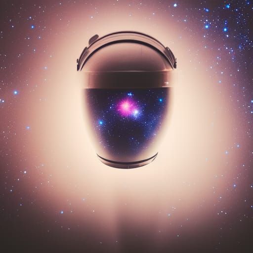 Astronaut Helmet Reflecting Galaxy in Professional Photo