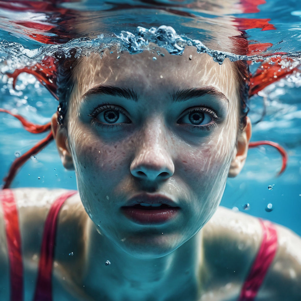 Underwater Portrait in Hyperrealistic Splash Art Style