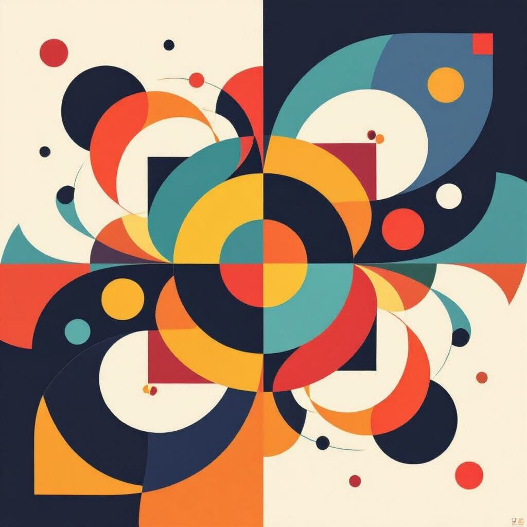 Abstract Geometric Composition Inspired by Kandinsky