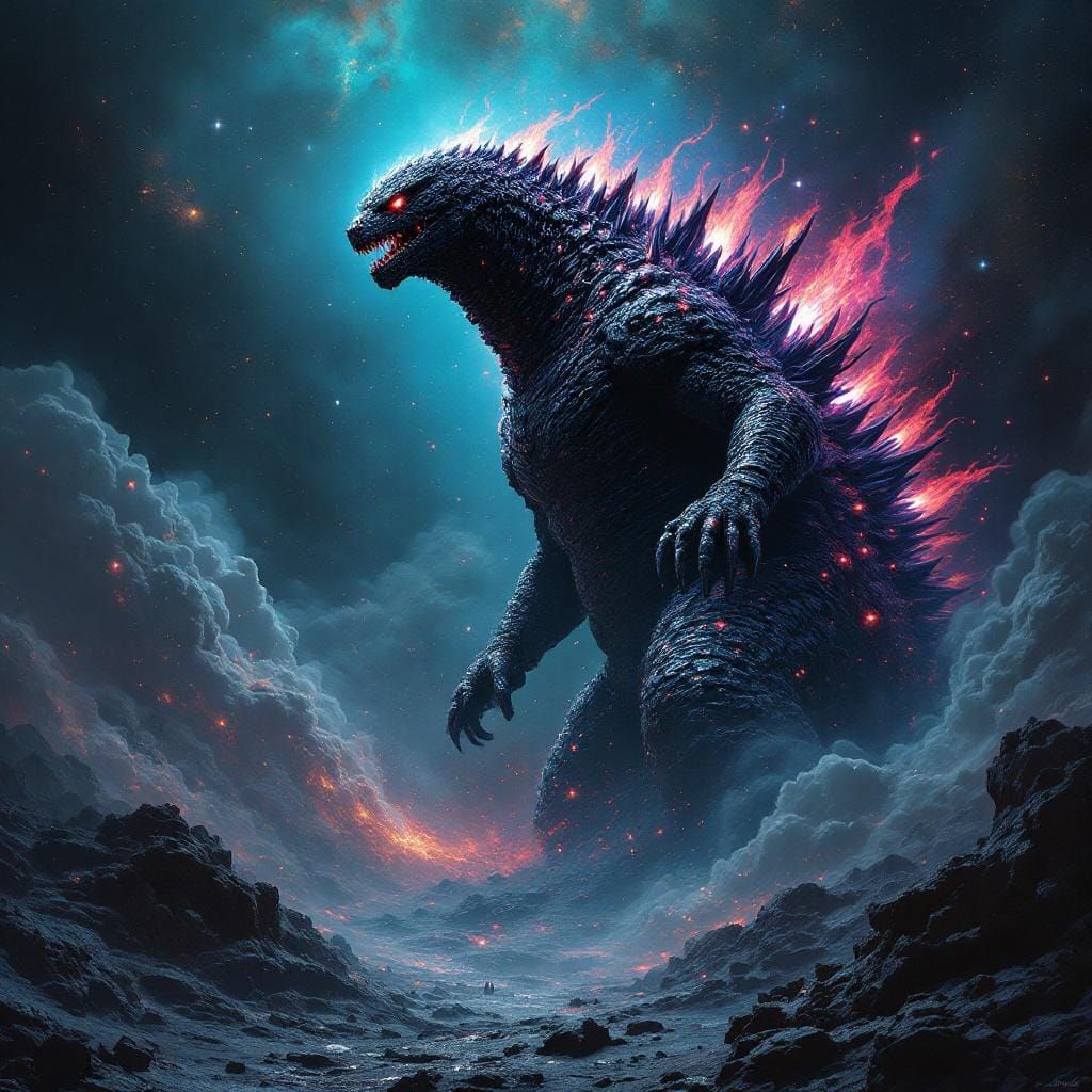 Space Godzilla Emerges from Ominous Galaxy