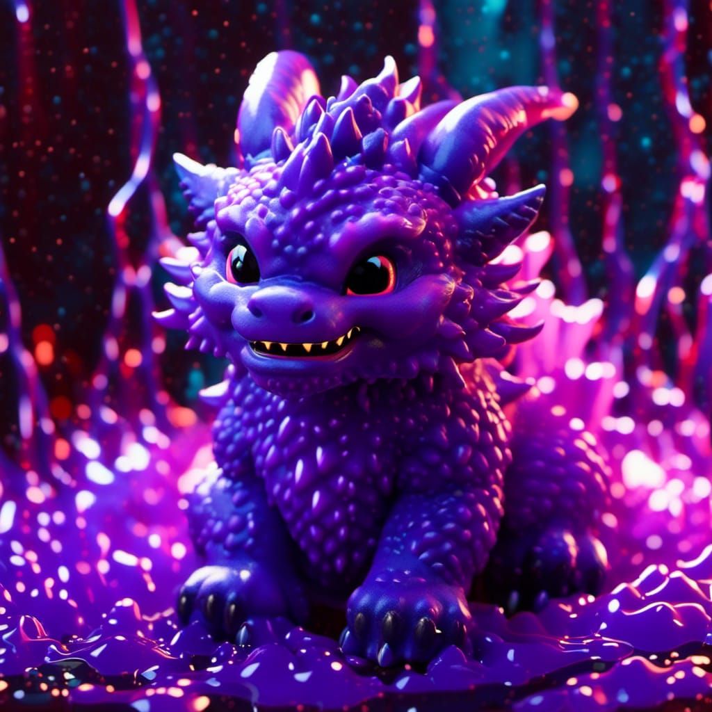 Bioluminescent Purple Dragon in Slime Spring