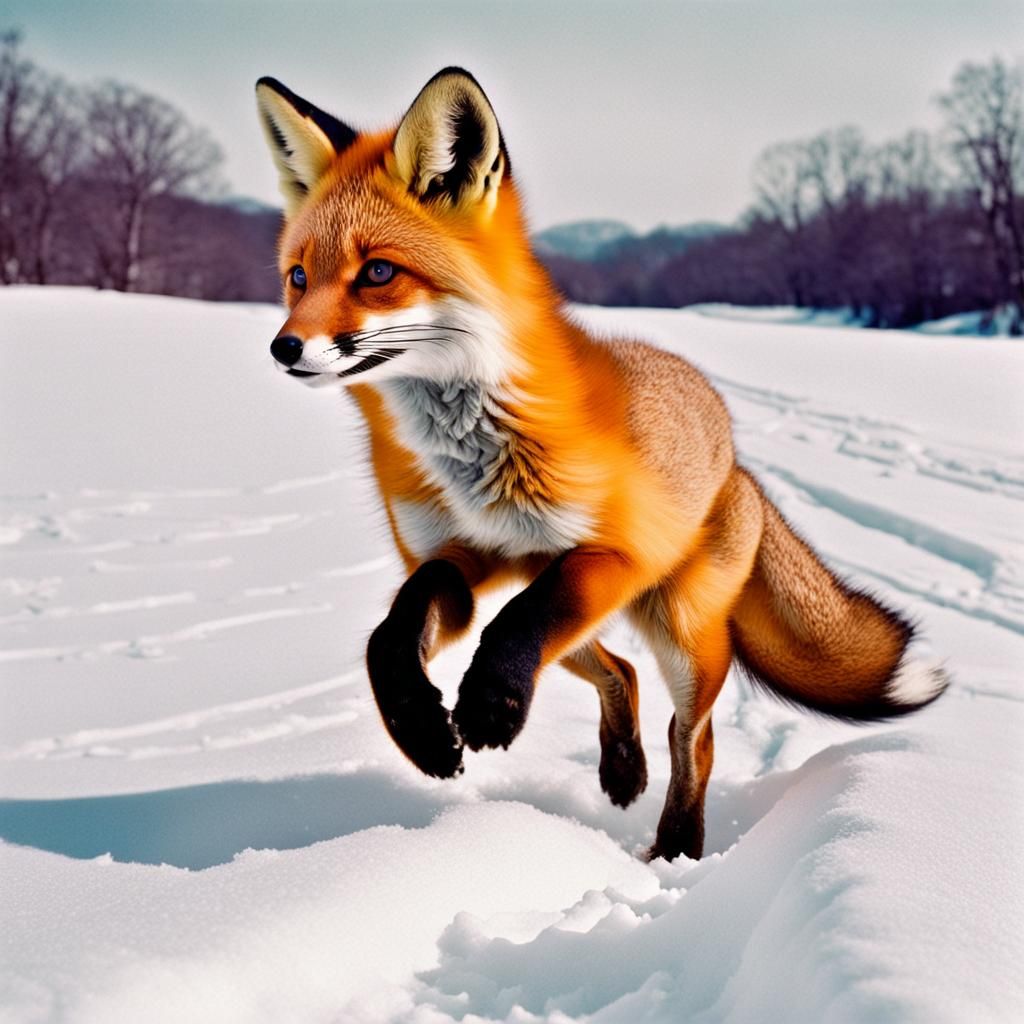 Fox Cub in Snow: Harlem Renaissance Photo