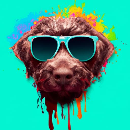 Dog in Sunglasses: Hyperrealistic Splash Art