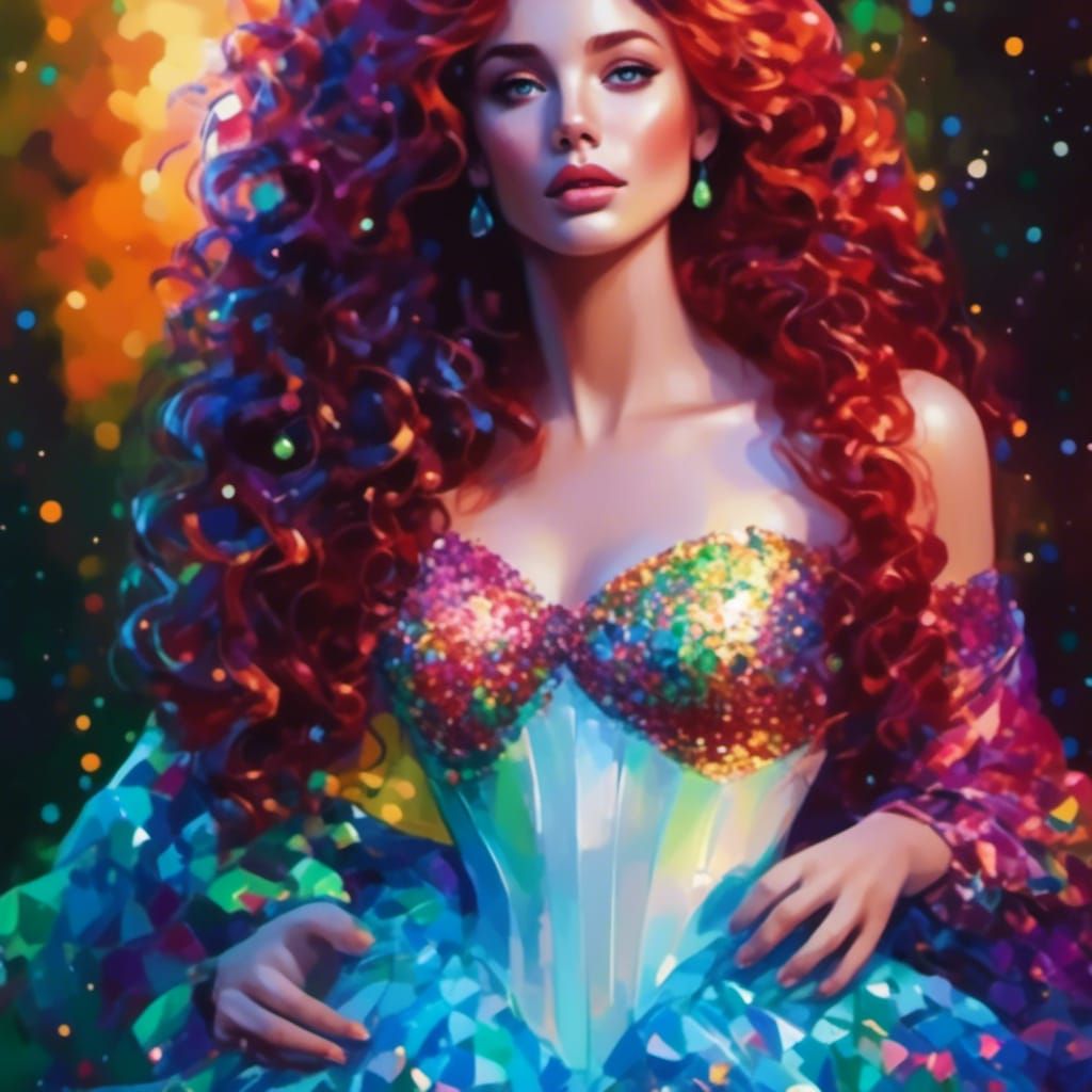 Ethereal Goddess in Turquoise and Emerald Splendor