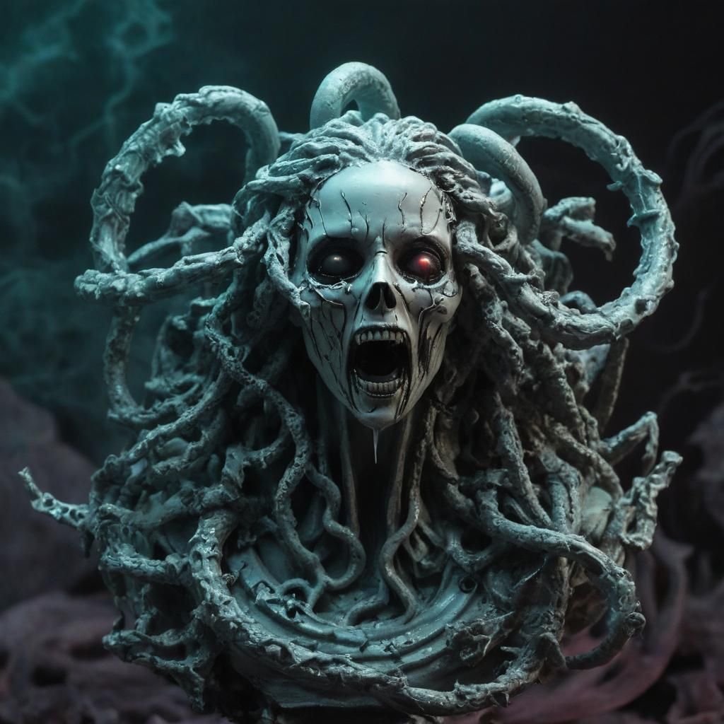 Necroluminescent Resin Medusa with Cryptic Echoes
