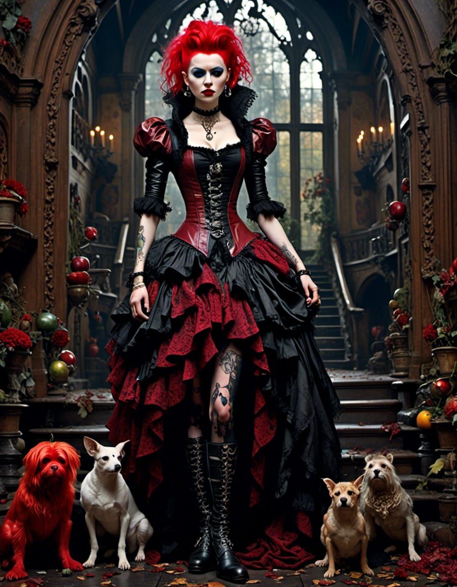 Outstanding lady of the manor with her little friends