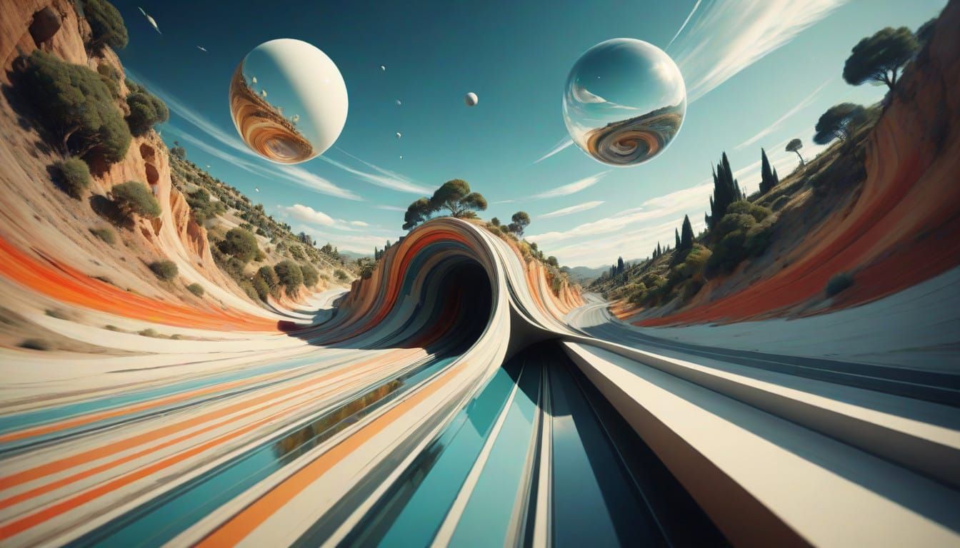 Surrealist Landscape in Dynamic Motion
