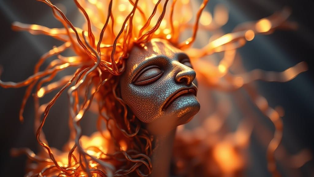 Intricate Twisted Metal Sculpture of Summer Feelings