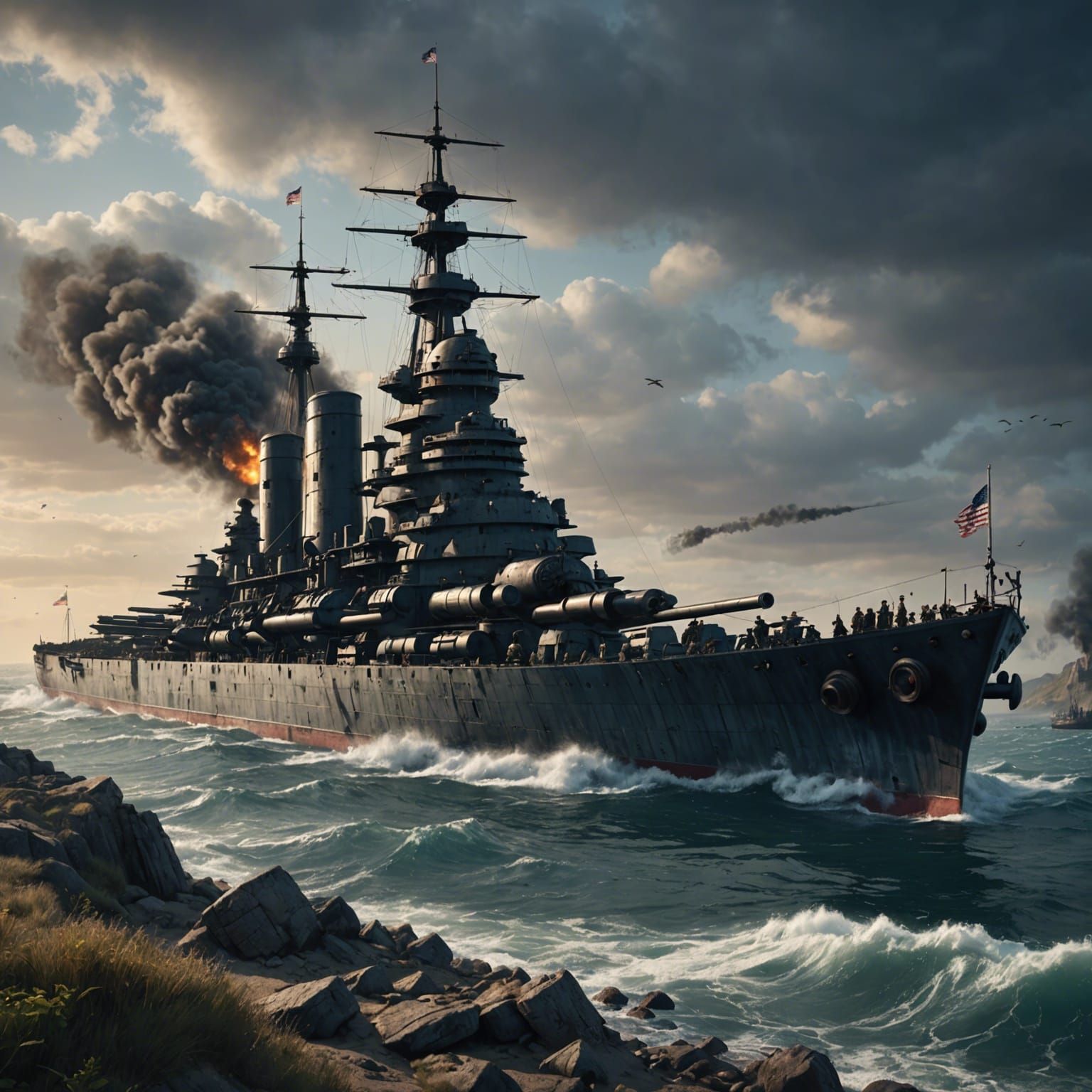 World War I Dreadnought Shells Shore Fort