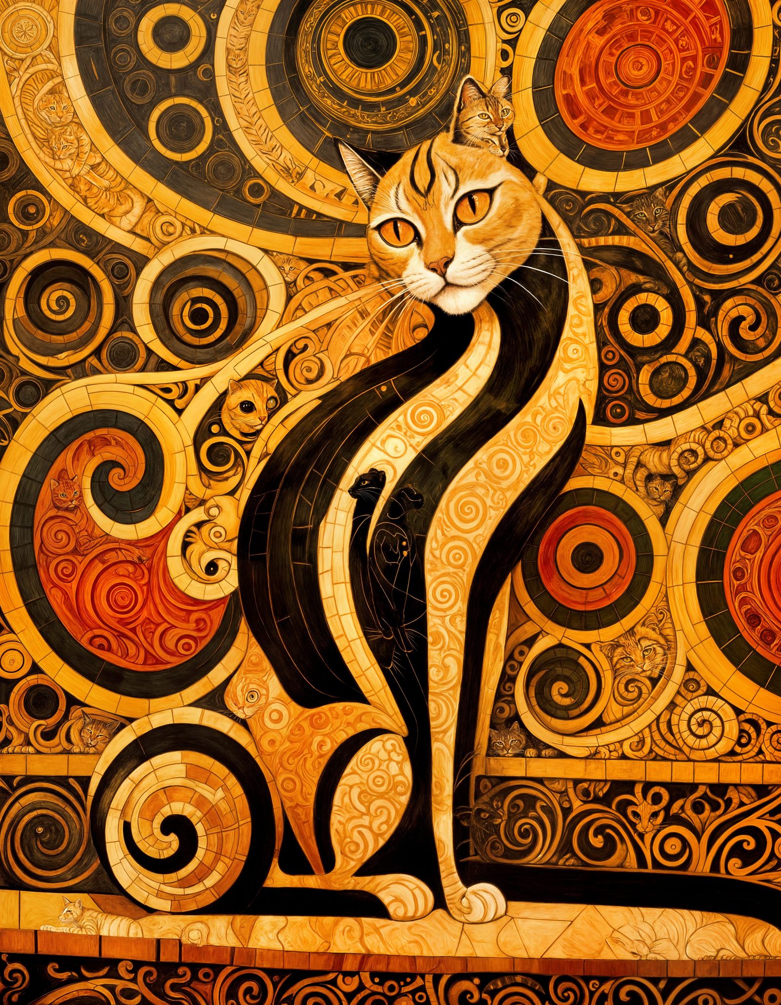 Renaissance Cat Portrait in Vivid Colors