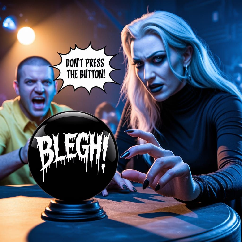 Thrash Metal Button of Doom in Dark Haunting Scene