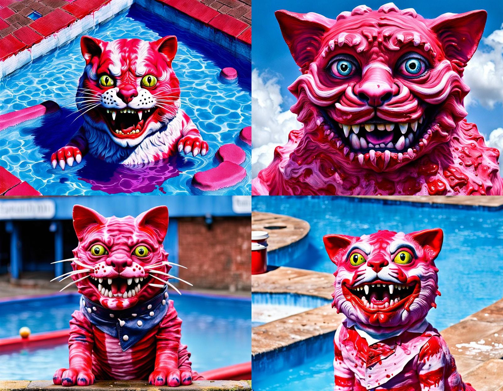 Violent Bagpuss with Fangs and Red Paint