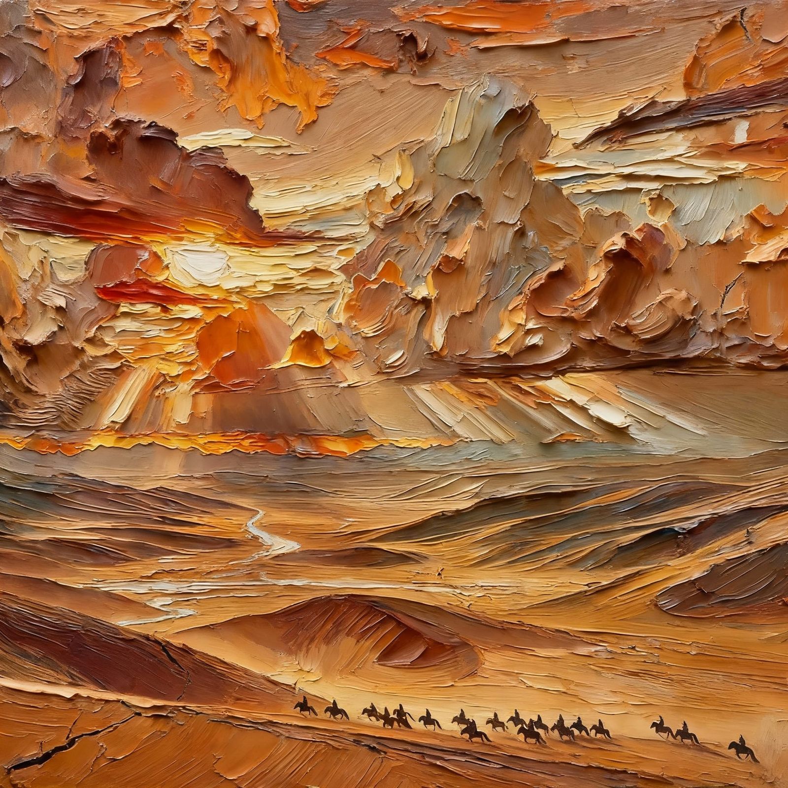 Masterpiece Impasto Oil Painting with Dramatic Texture