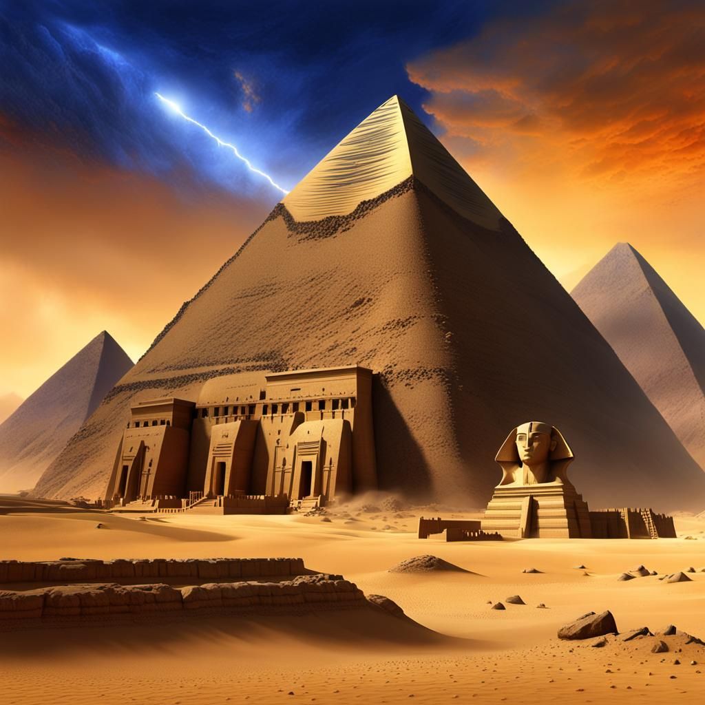 Mystical Egyptian Temple City in Sandstorm