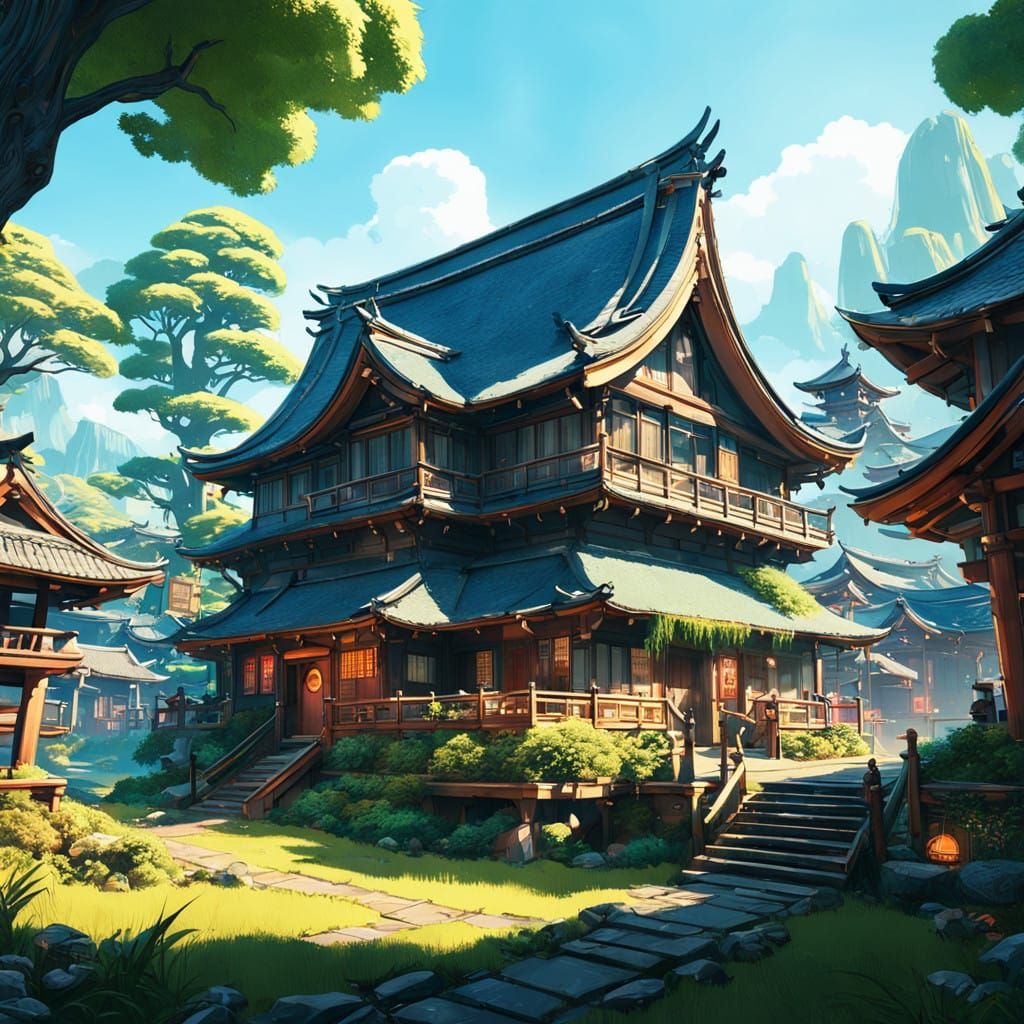 Kyoto Village in Osaka: Dreamlike Concept Art
