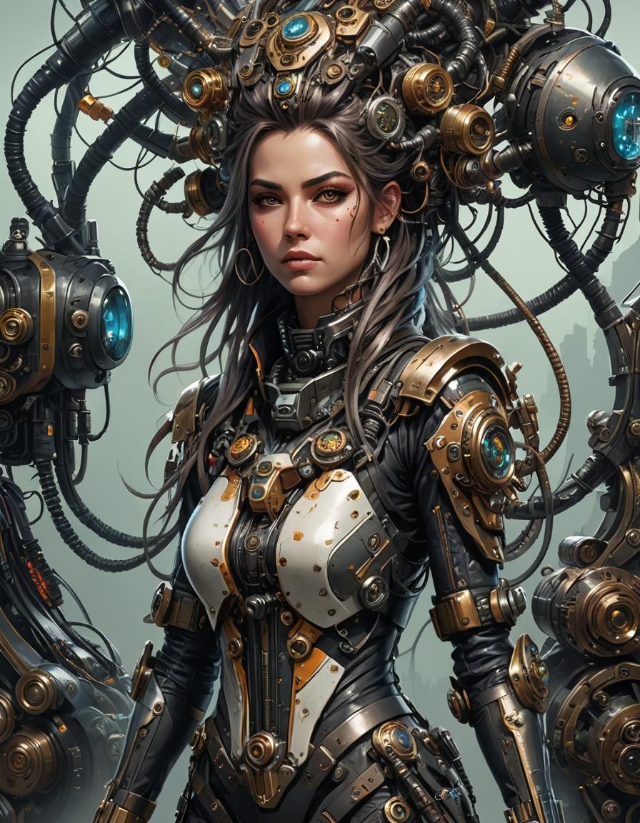 Maximalist Biopunk Female Portrait Masterpiece