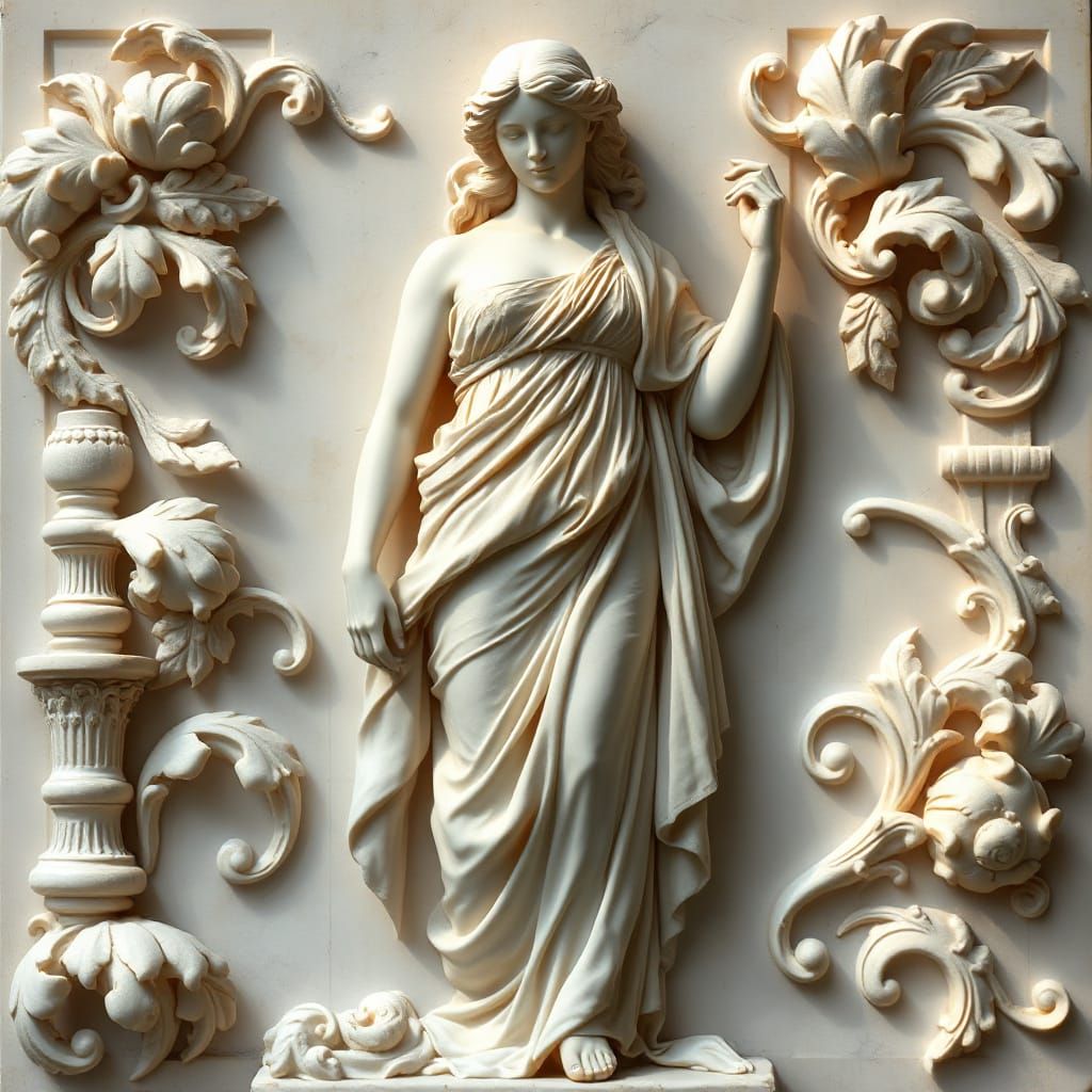 Elegant Greek Maiden in Neoclassical Style
