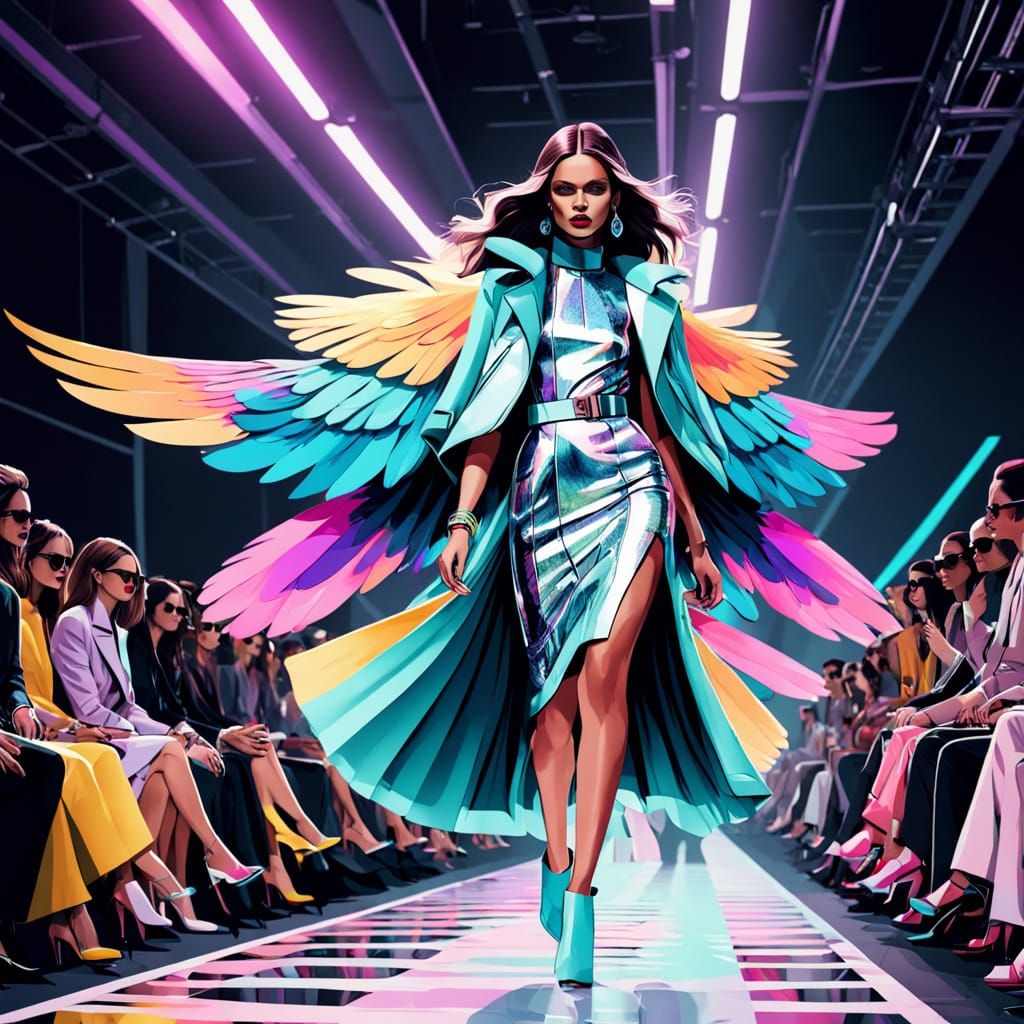 Surreal Airplane Struts Down Fashion Catwalk in Bold, Irides...