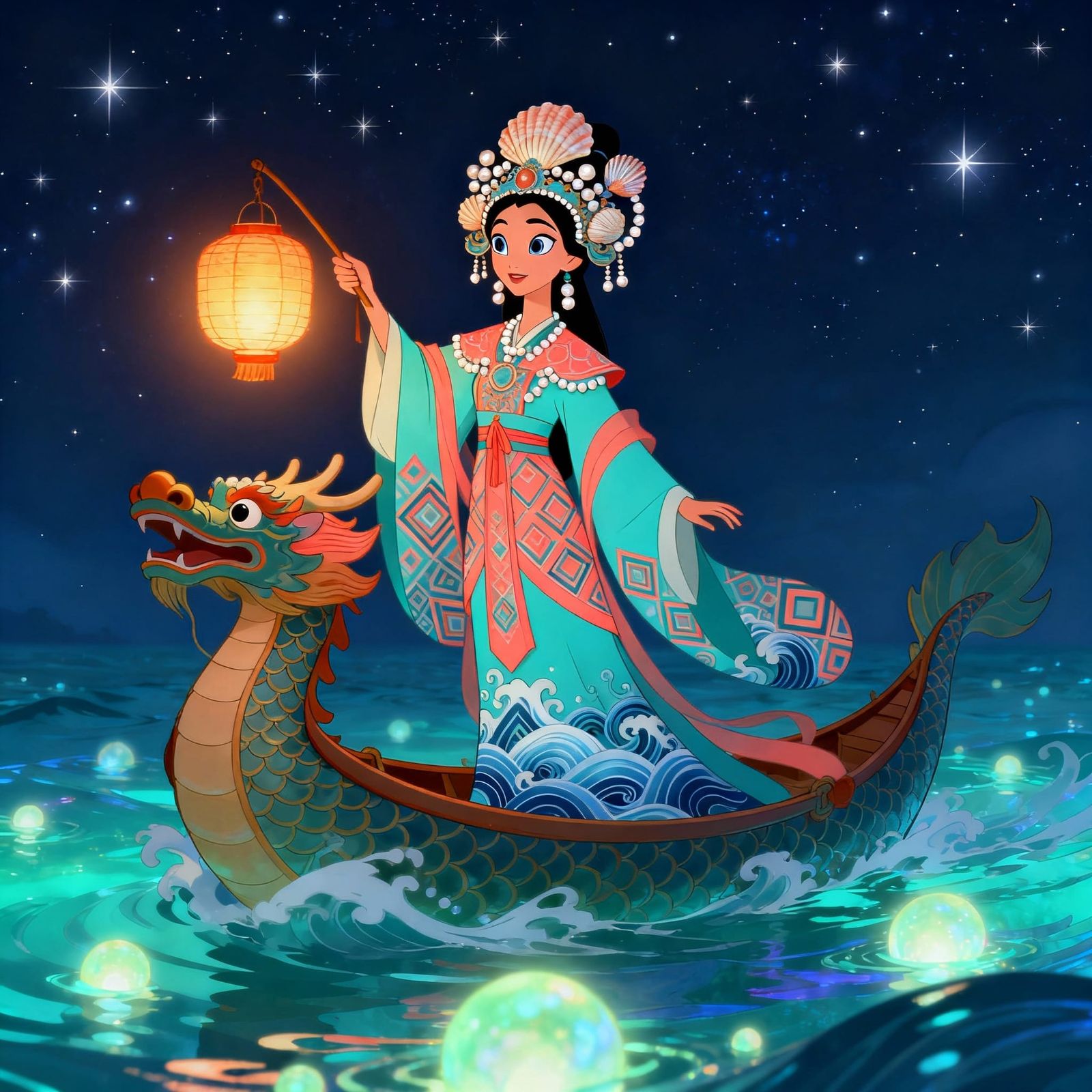 Disney Mazu Goddess in Yuan Dynasty Robes Sailing Mystical S...