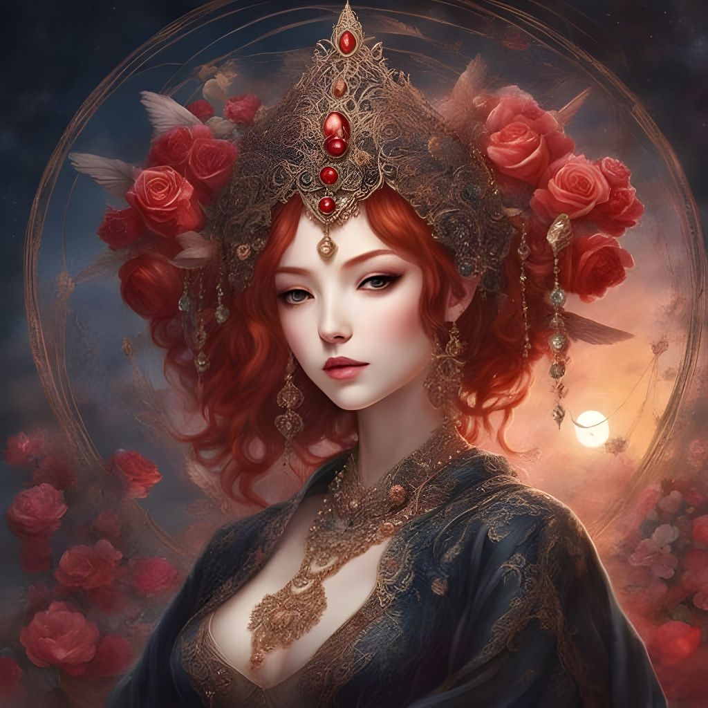 Gothic Japanese Princess Portrait in Space